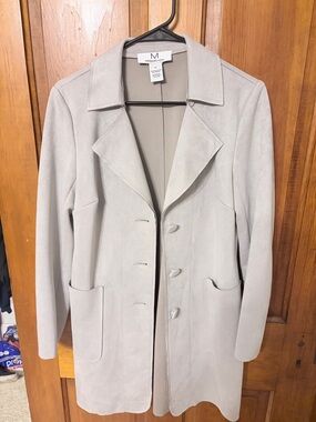 Magaschoni Light Gray Suede-Effect Trench Coat
